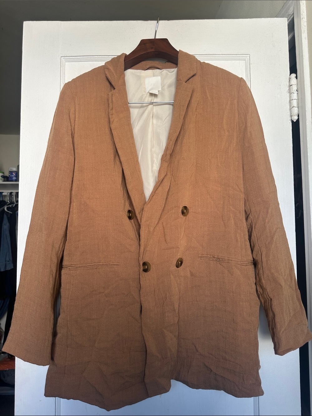 H&M Men's Double-Breasted Tan Pea Coat